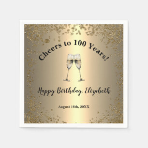 Elegant Cheers Gold 100th Birthday Napkins