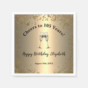 Elegant Cheers Gold 105th Birthday Napkins