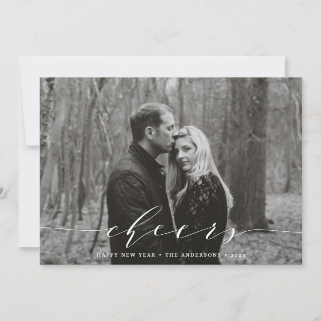 Elegant Cheers | Holiday Photo Card (Front)