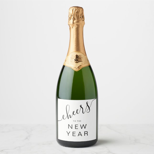 Elegant Cheers New Year's Eve Party Sparkling Wine Label (Front)