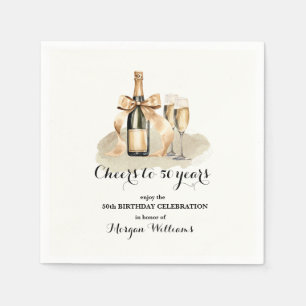 Elegant Cheers to 50 Years Champagne 50th Birthday Napkin
