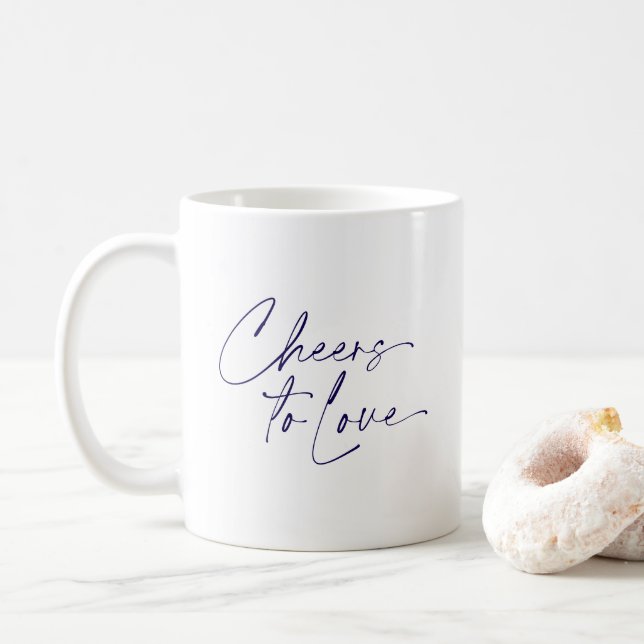 Elegant "Cheers to Love"  Coffee Mug (With Donut)