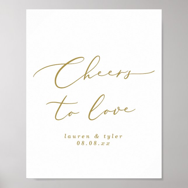 Elegant Cheers to Love Gold Personalized Sign (Front)
