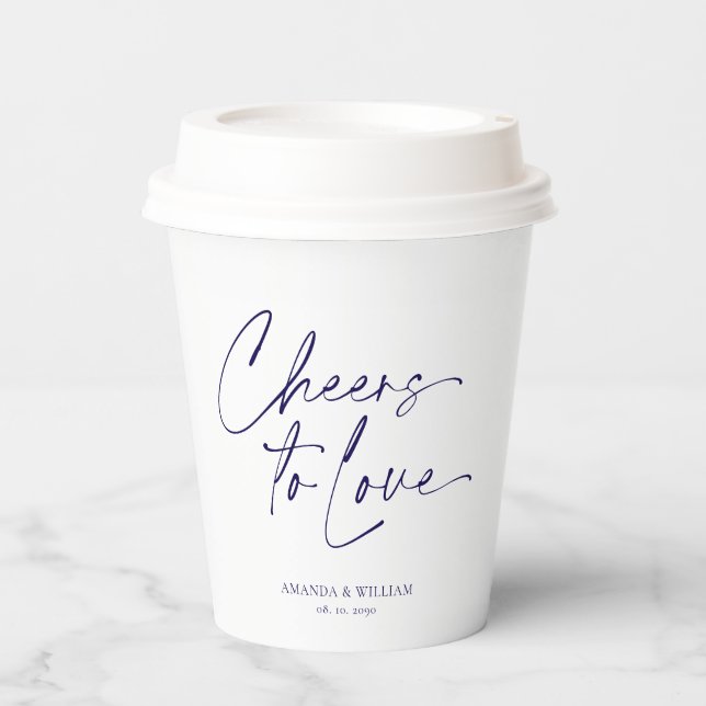 Elegant "Cheers to Love" Personalized Paper Cups (Front)