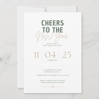 Elegant Cheers to the New Year Party Invitation