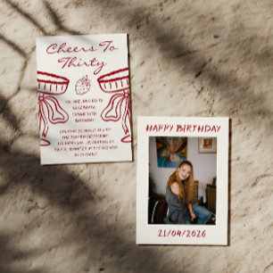 Elegant Cheers to Thirty Cocktail 30th Birthday Invitation