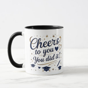 Elegant Cheers to You Graduation Mug – Navy Blue