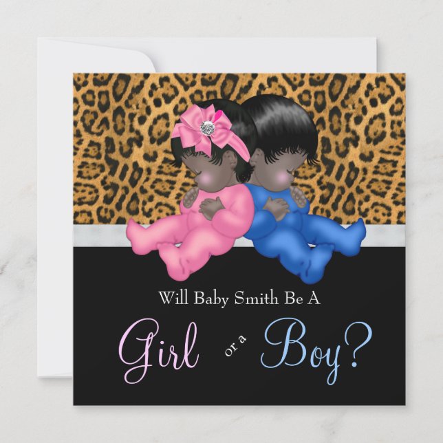 Elegant Cheetah Baby Gender Reveal Shower Invitation (Front)