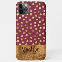 Elegant Cheetah Gold Burgundy Monogram Metallic