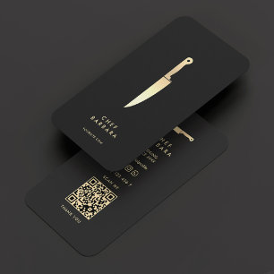 Elegant Chef Black Gold Knife Modern Premium Business Card