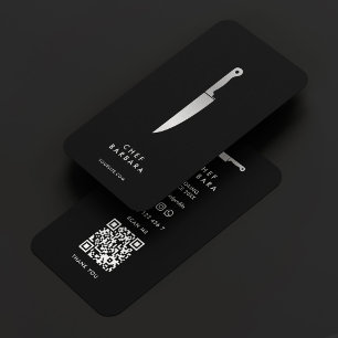 Elegant Chef Silver Knife Modern Premium Black Business Card