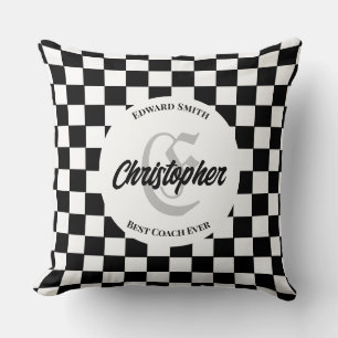 Elegant Chequered Black and White Coach Throw Pill Pillow