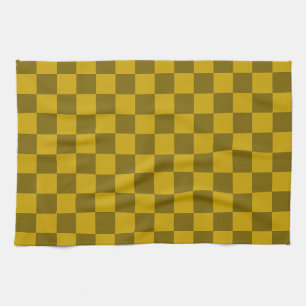 Elegant Chequered Pattern in Dark and Light Brown Kitchen Towel