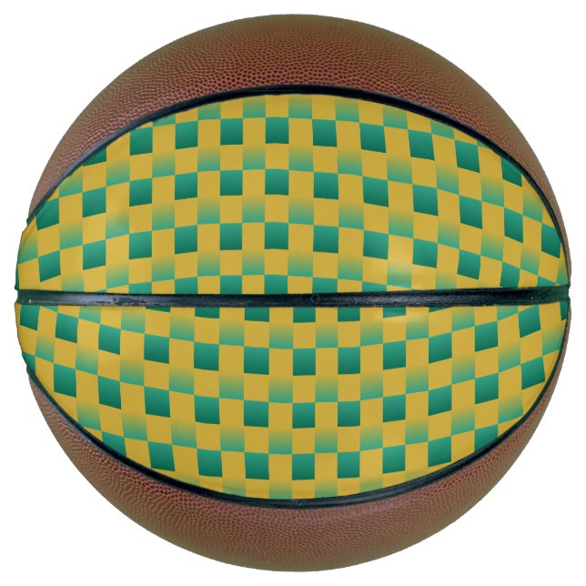 Elegant chequered pattern in green and gold  basketball (Front)