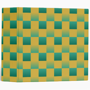 Elegant chequered pattern in green and gold binder