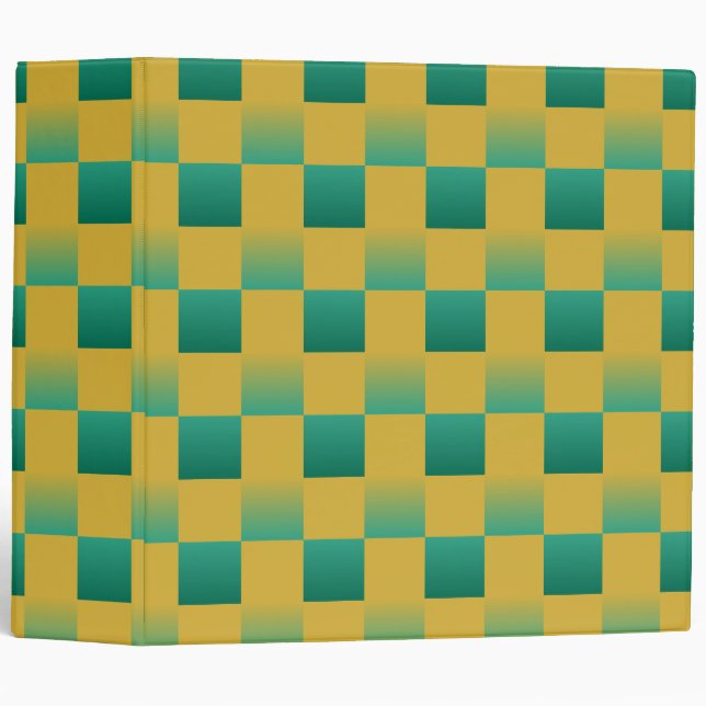 Elegant chequered pattern in green and gold  binder (Front/Spine)