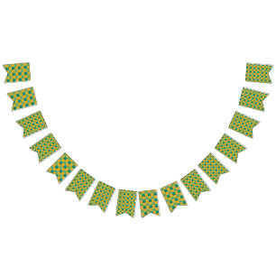 Elegant chequered pattern in green and gold  bunting flags