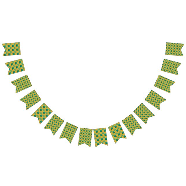 Elegant chequered pattern in green and gold  bunting flags (All)