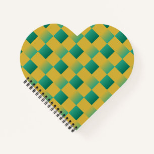 Elegant chequered pattern in green and gold notebook