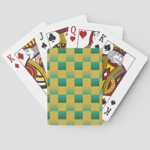 Elegant chequered pattern in green and gold  playing cards