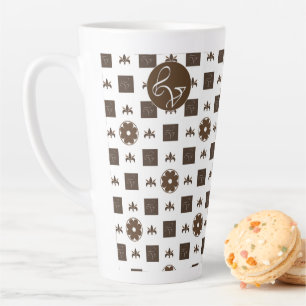 Elegant Chequered Pattern Latte Mug
