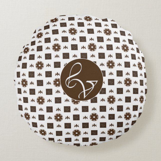 Elegant Chequered Pattern Round Pillow (Front)