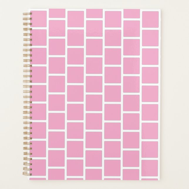  elegant chequered pink undated monthly weekly planner (Front)