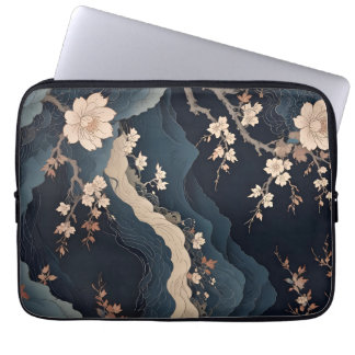 Elegant Cherry Blossom and Mountain Abstract Table Laptop Sleeve