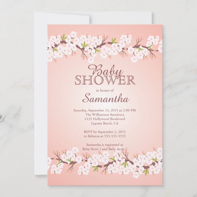Elegant Cherry Blossom Baby Shower Invitation (Front)