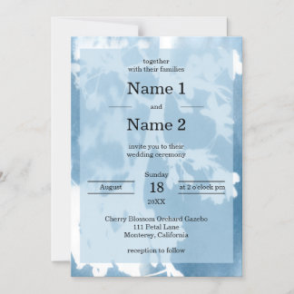 Elegant Cherry Blossom Cyanotype Wedding Invite 