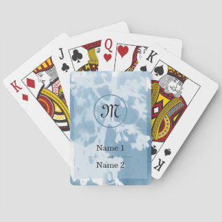 Elegant Cherry Blossom Cyanotype Wedding Invite  Playing Cards