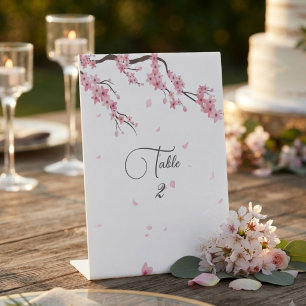Elegant Cherry Blossom Floral Sakura Watercolor Pedestal Sign