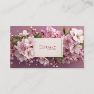 Elegant Cherry Blossom Garland Mauve Business Card