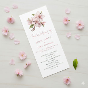 Elegant Cherry Blossom minimal wedding Ceremony Program