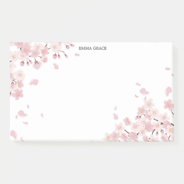 Elegant Cherry Blossom Personalized Post-It® Notes (Front)