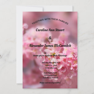 Elegant Cherry Blossom Photography Floral Wedding Invitation