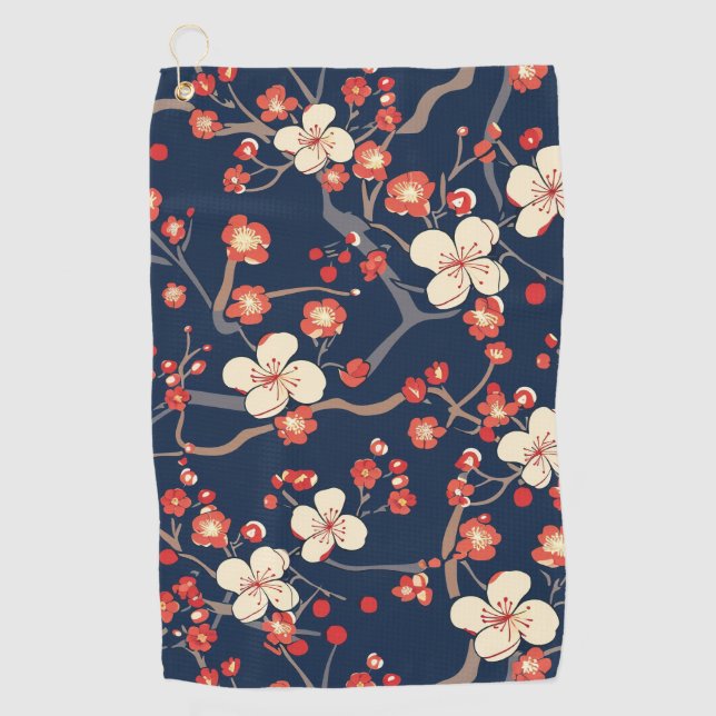 Elegant Cherry Blossom Seamless Pattern (10) Golf Towel (Front)