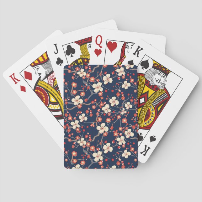 Elegant Cherry Blossom Seamless Pattern (10) Playing Cards (Back)