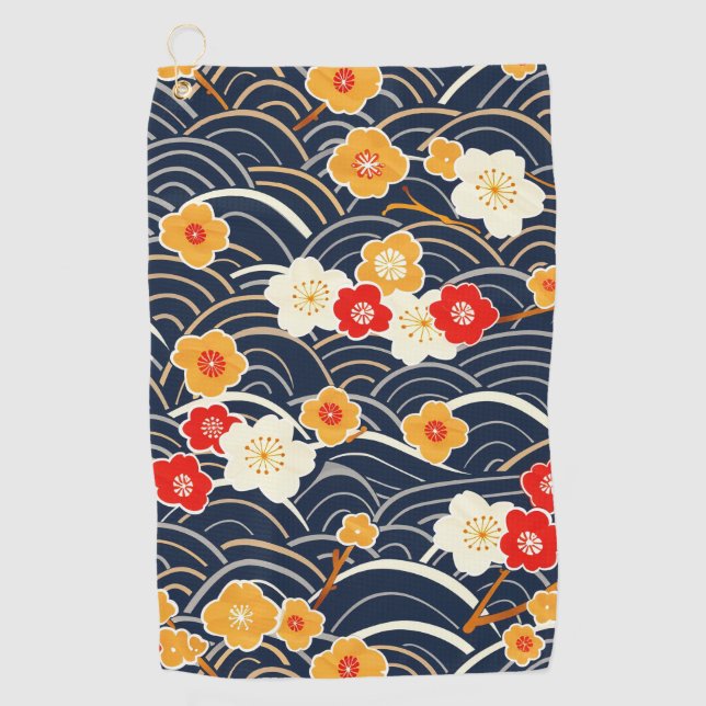 Elegant Cherry Blossom Seamless Pattern (12) Golf Towel (Front)