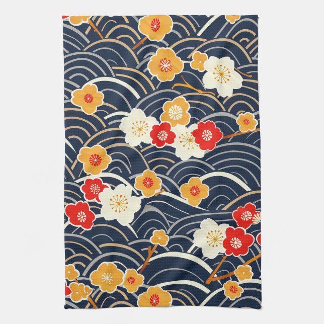 Elegant Cherry Blossom Seamless Pattern (12) Kitchen Towel (Vertical)