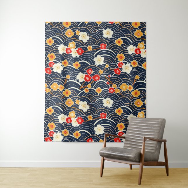 Elegant Cherry Blossom Seamless Pattern (12) Tapestry (In Situ)