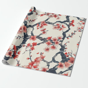 Elegant Cherry Blossom Seamless Pattern (13) Wrapping Paper