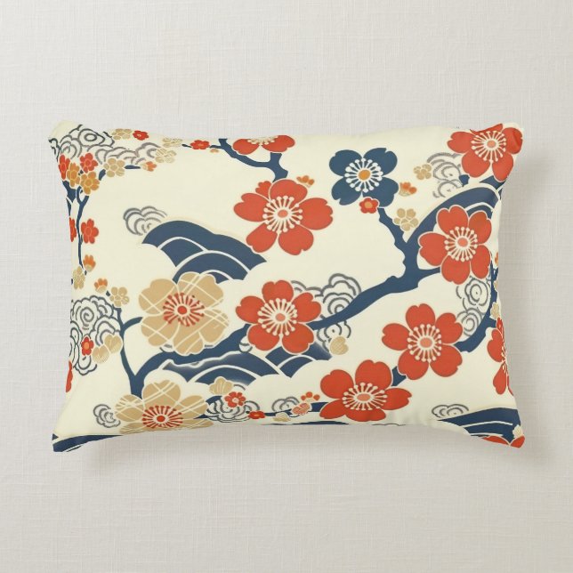 Elegant Cherry Blossom Seamless Pattern (14) Accent Pillow (Front)