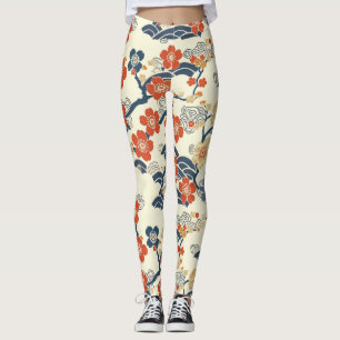 Elegant Cherry Blossom Seamless Pattern (14) Leggings