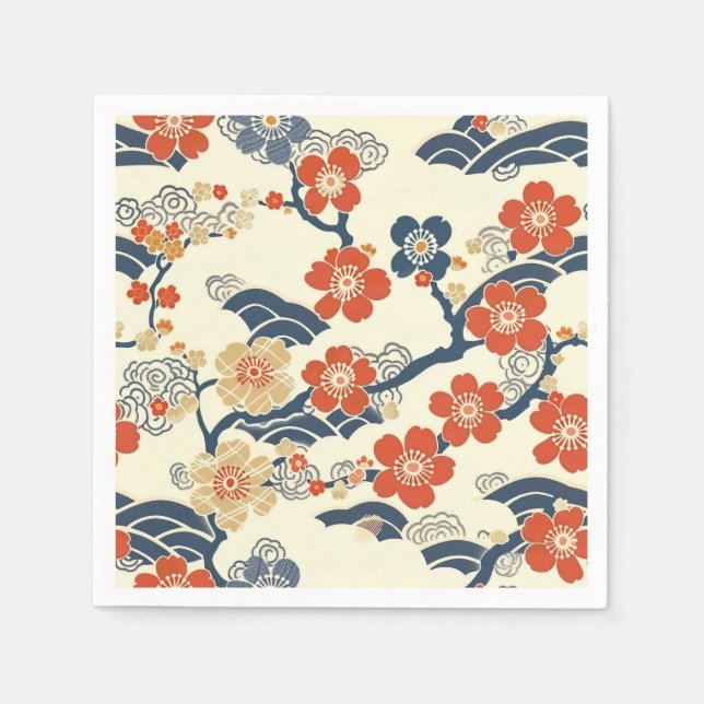 Elegant Cherry Blossom Seamless Pattern (14) Napkin (Front)