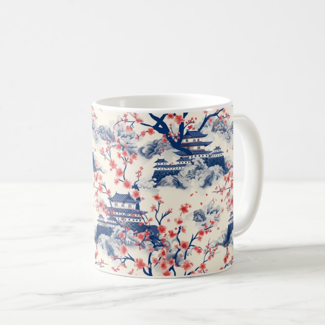 Elegant Cherry Blossom Seamless Pattern (15) Coffee Mug (Front Right)