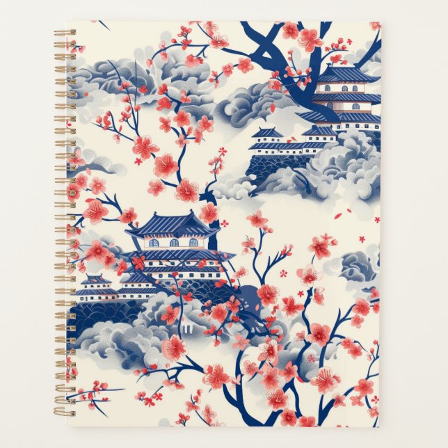 Elegant Cherry Blossom Seamless Pattern (15) Planner (Front)