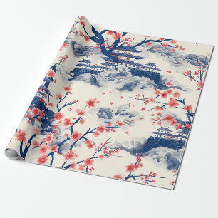 Elegant Cherry Blossom Seamless Pattern (15) Wrapping Paper