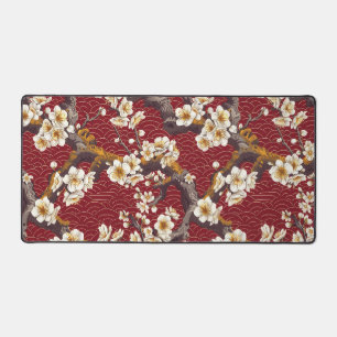 Elegant Cherry Blossom Seamless Pattern (17) Desk Mat