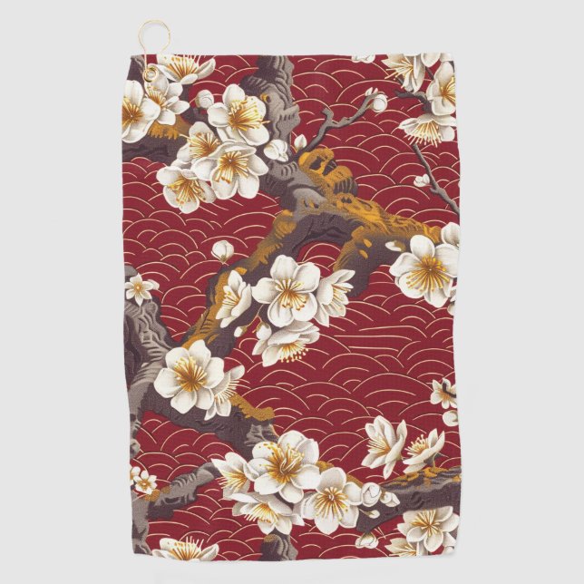 Elegant Cherry Blossom Seamless Pattern (17) Golf Towel (Front)